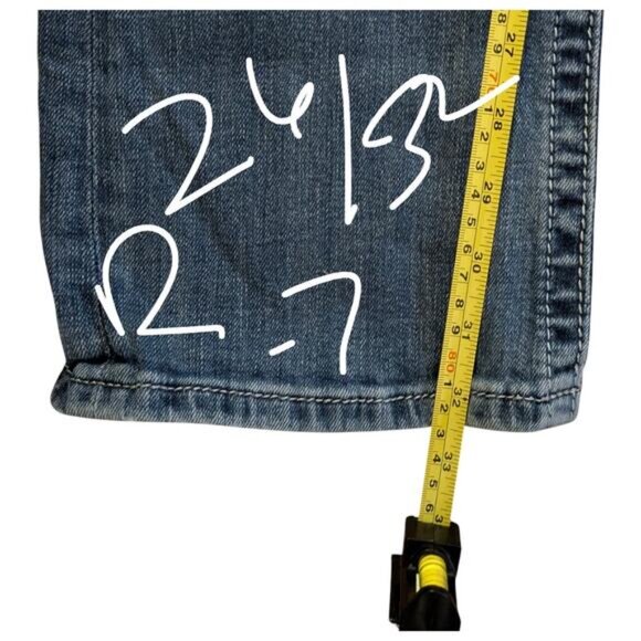 MISS ME Boot Cut Blue Jeans Low Rise Rhinestone Pockets Y2K Denim Women's 26/32 - Picture 8 of 8